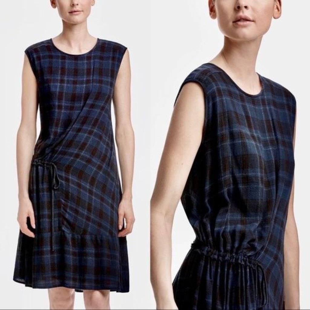 Nwt James Perse Los Angeles Tartan Gathered Plaid